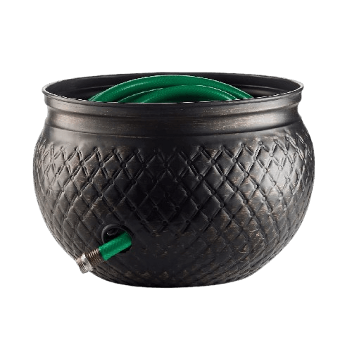IRON CHASING METAL GARDEN HOSE POT (BLACK)